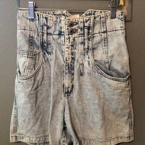 High waisted light denim shorts